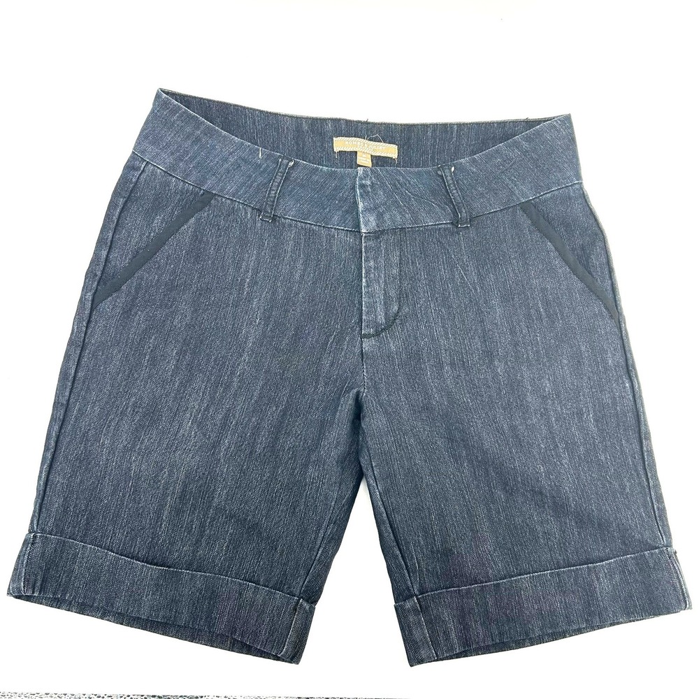 Romeo & Juliet Couture Womens Dark Wash Cuffed Denim Shorts Bermuda Size M